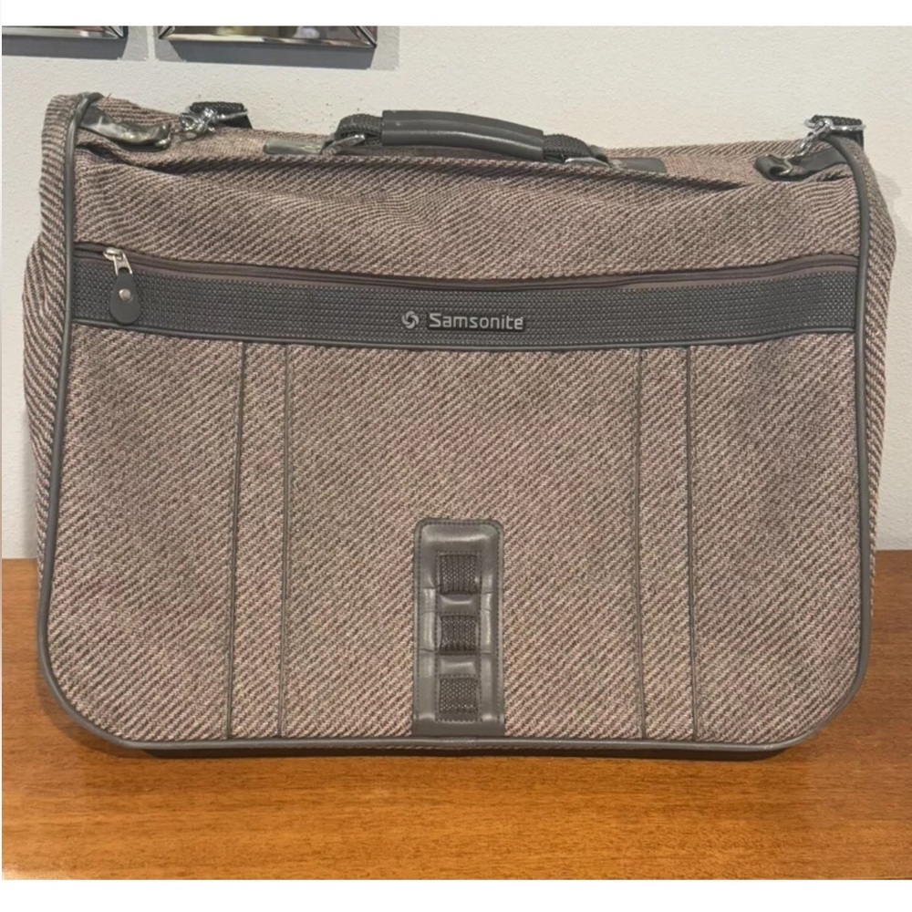 SAMSONITE Men's Travel Protective Suit Bag Foldable Grey & Brown‎ Shoulder Strap